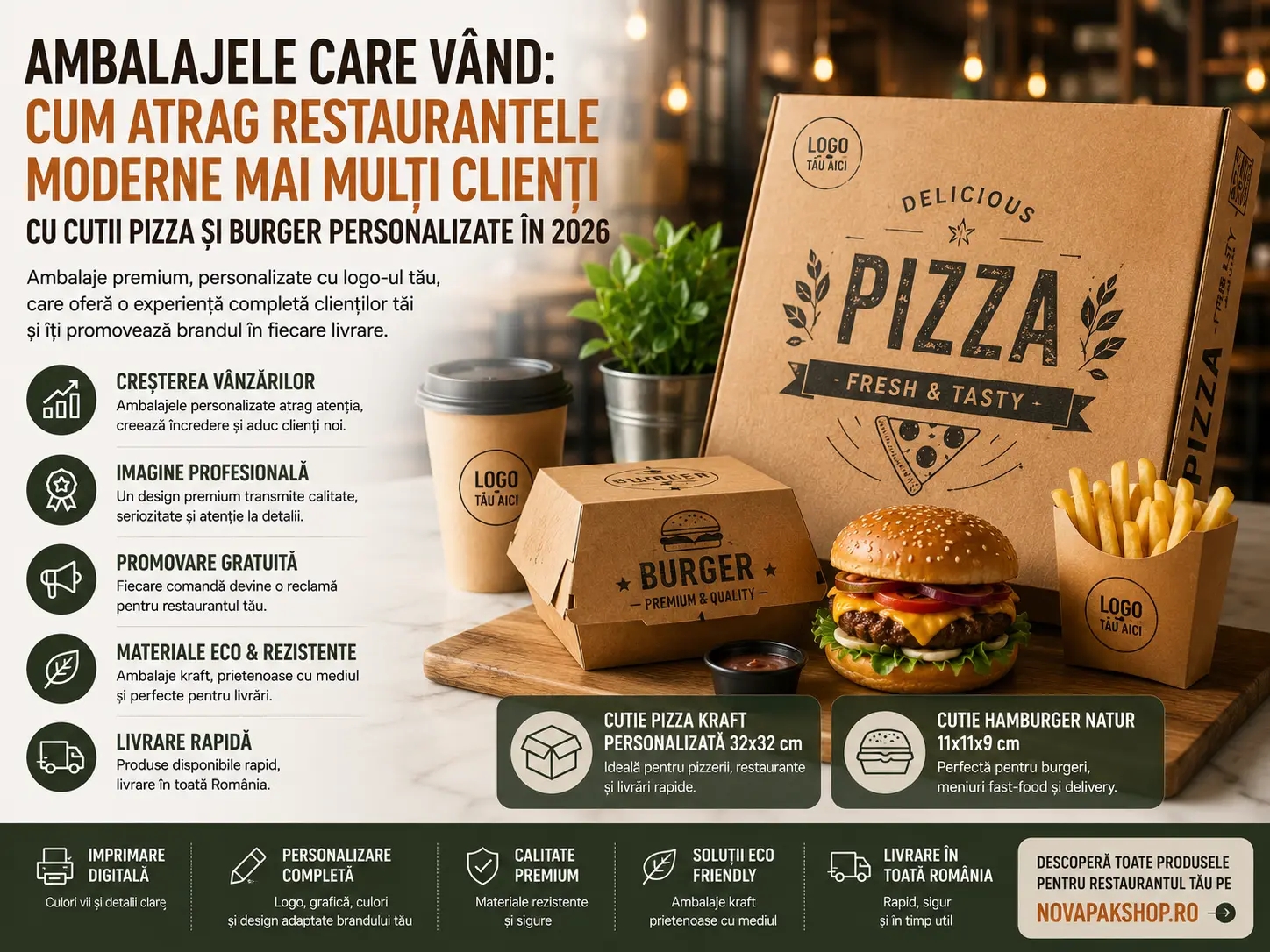 # Ambalajele care v&acirc;nd: cum atrag restaurantele moderne mai mulți clienți cu cutii pizza și burger personalizate &icirc;n 2026